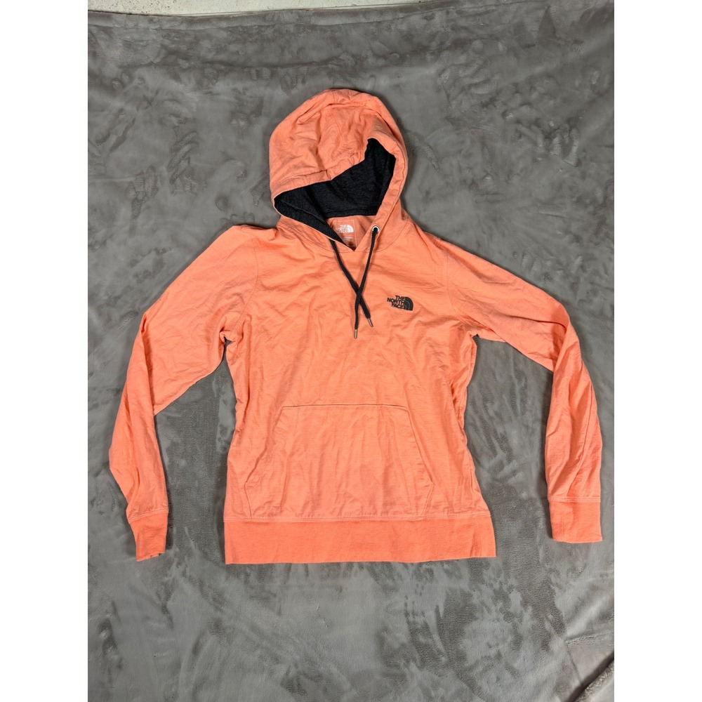 The North Face Womens Orange Slub Knit Pullover Hoodie Classic Fit Large